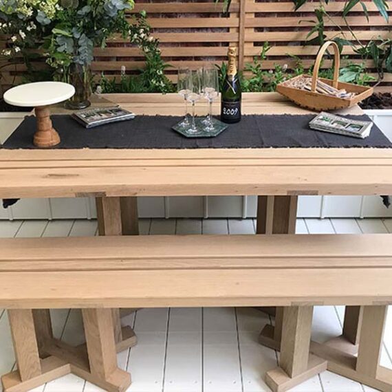 country garden table and bench