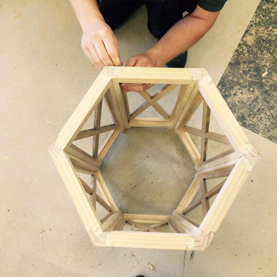 handmade hexagon planter in production