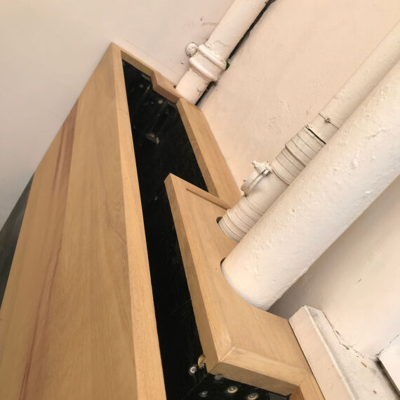 hardwood trough hiding pipes