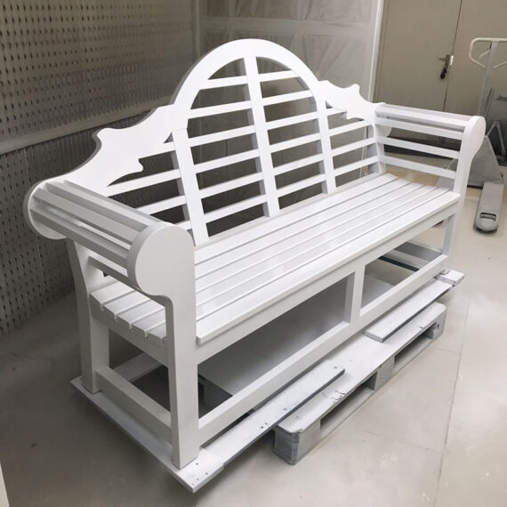 bespoke handmade white hardwood garden bench