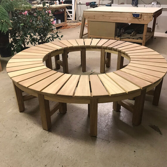 rounded circle hardwood bench