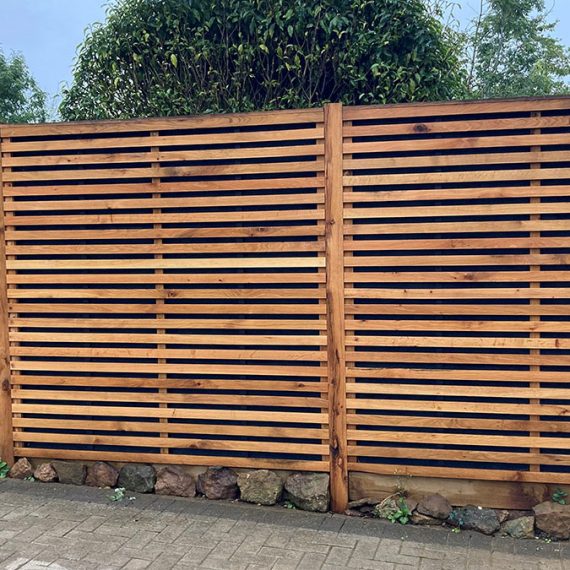 oak linear trellis fence screens