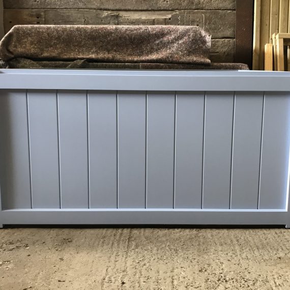 large trough planters painted blue