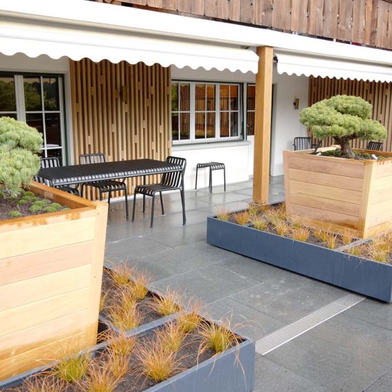Unique modernist vertical trellis with stepped block detail, in situ in Sweden.