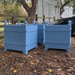 Blue Versailles Accoya planters at private sports club