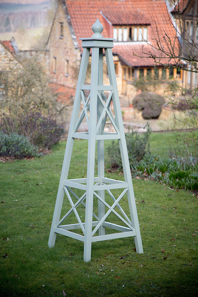 TT wooden garden obelisk from Oxford Planters bespoke British joinery