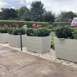 Bespoke tapered trough planters in painted Accoya