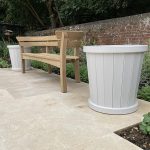 Bespoke cylindrical painted Accoya wooden planters