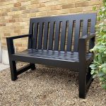 Oxford two-seater Accoya painted garden bench in black, classic style.